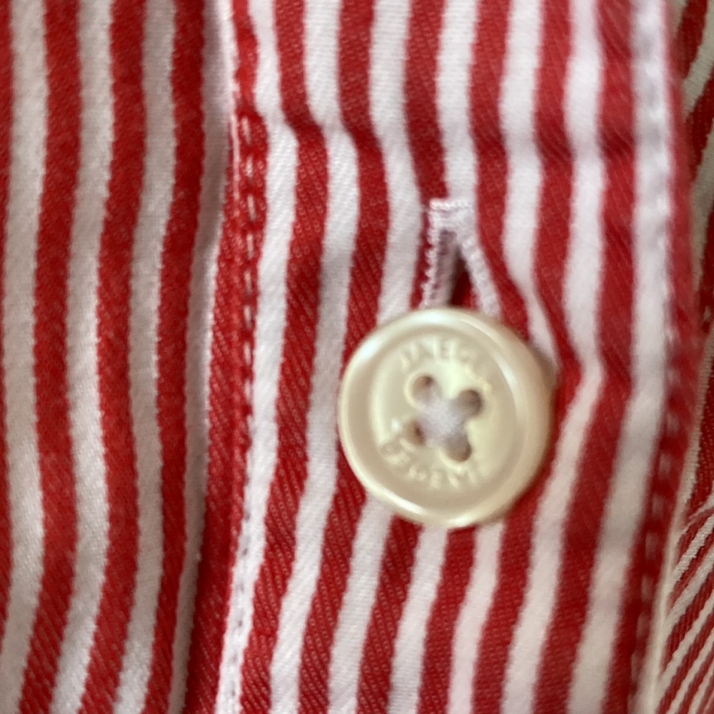 1980s Vintage Jaeger Red and White Fine Striped Fitted Collared Blouse UK Sz 10 - Picture 13 of 15
